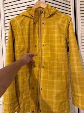 Royal Robbins Yellow Plaid Hooded Rain Jacket